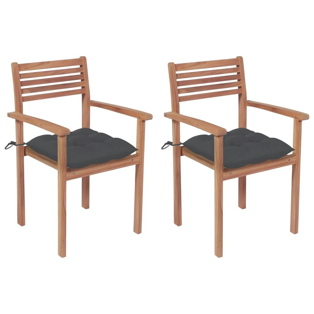 Garden Chairs 2 pcs with Anthracite Cushions Solid Teak Wood 3062277