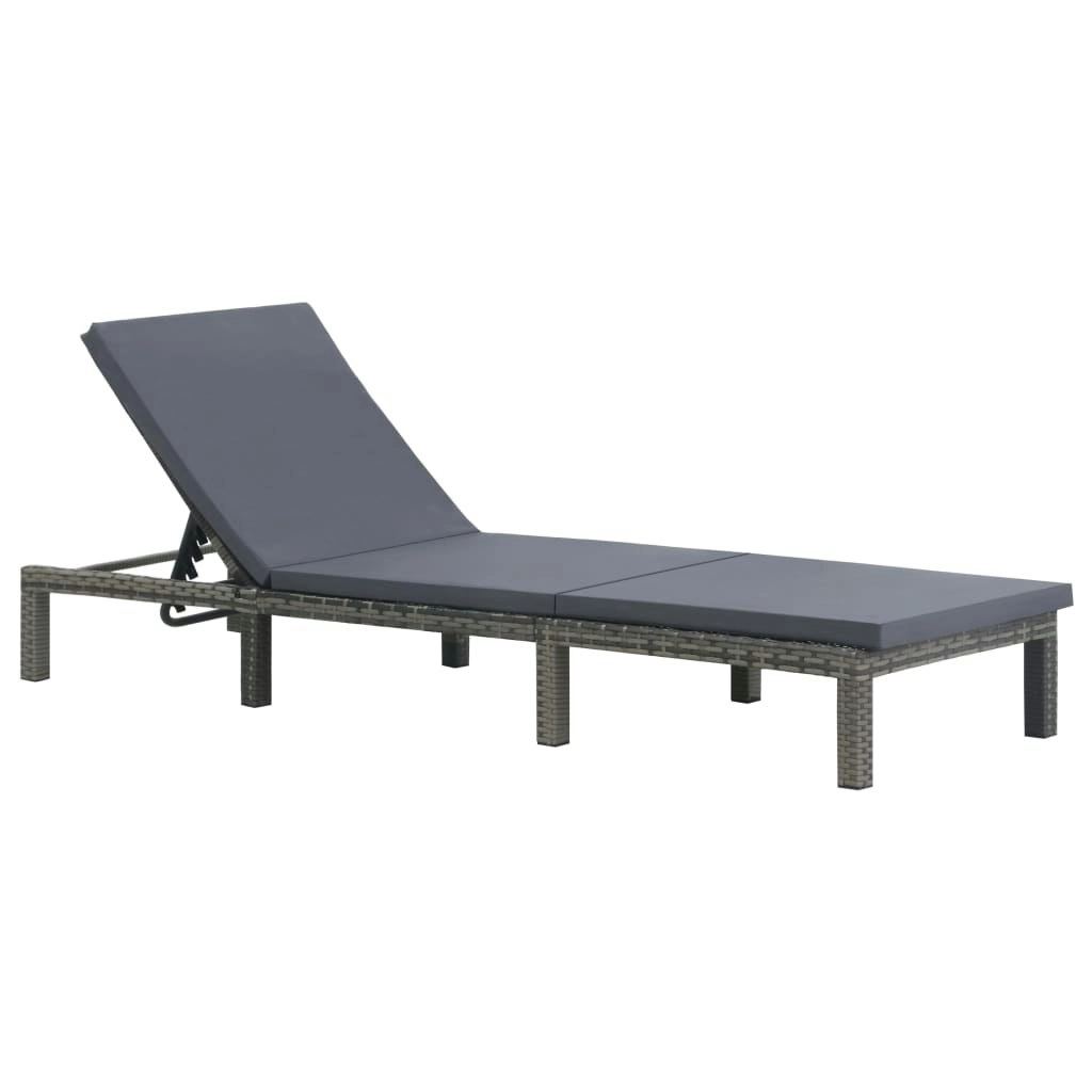 Sun Lounger with Cushion Poly Rattan Anthracite 47752