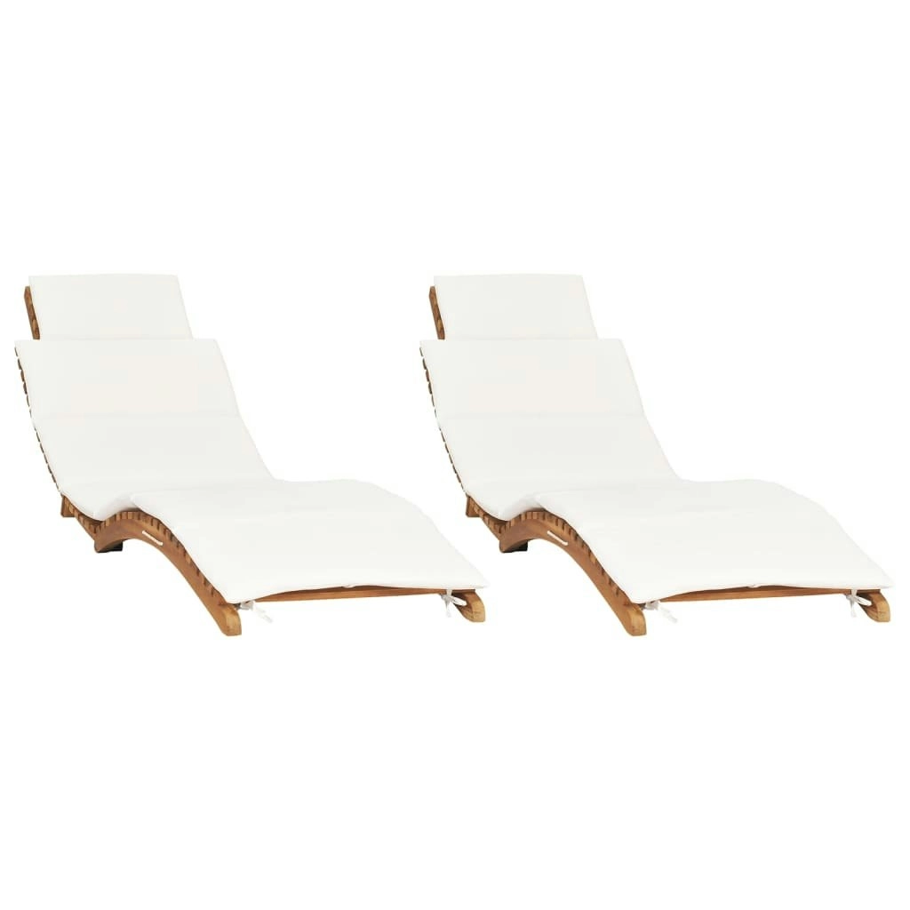 Sun Loungers 2 pcs with Cushions Solid Wood Teak 3143633