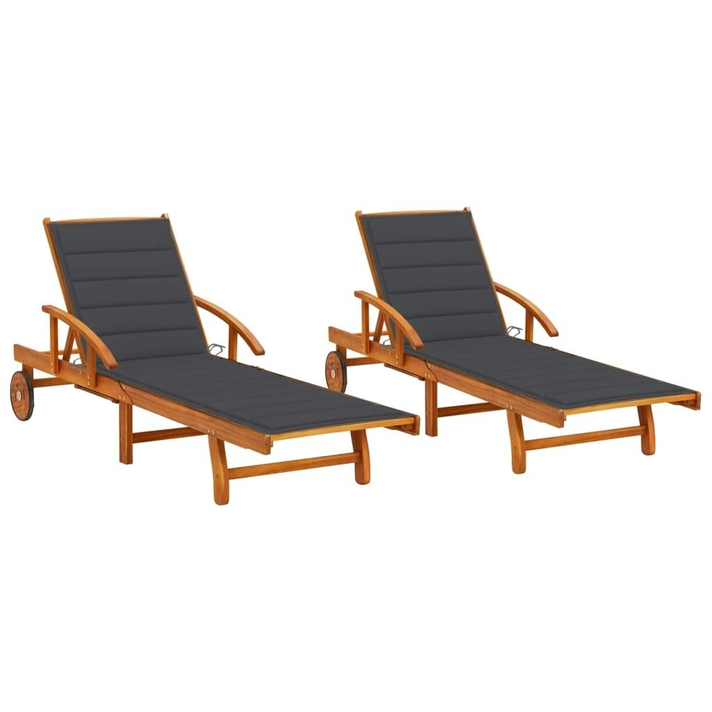 Sun Loungers 2 pcs with Cushions Solid Wood Acacia 3077330