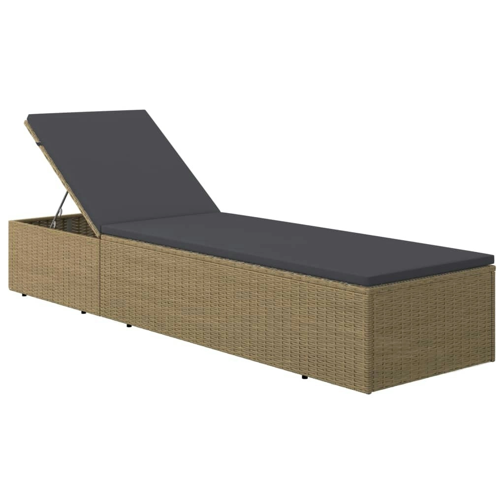 Sunlounger Poly Rattan Brown and Dark Grey 310146