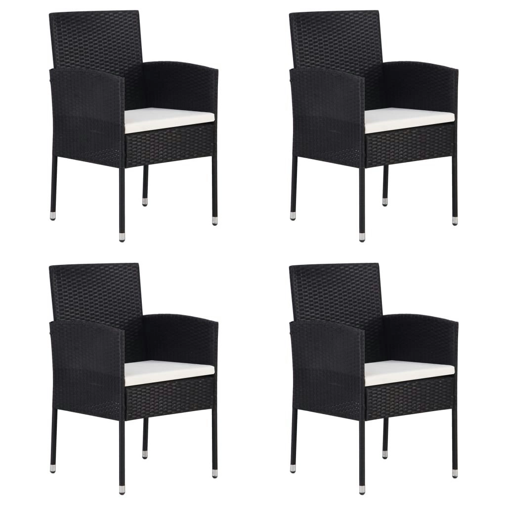 Garden Chairs with Cream White Cushions 4 pcs Black Poly Rattan 318727