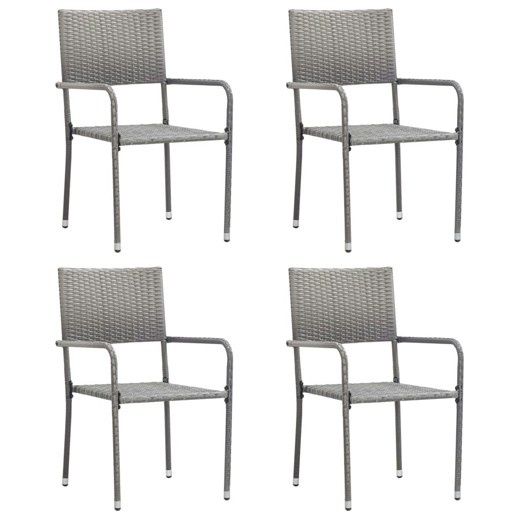 Garden Dining Chairs 4 pcs Stackable Grey Poly Rattan 318721