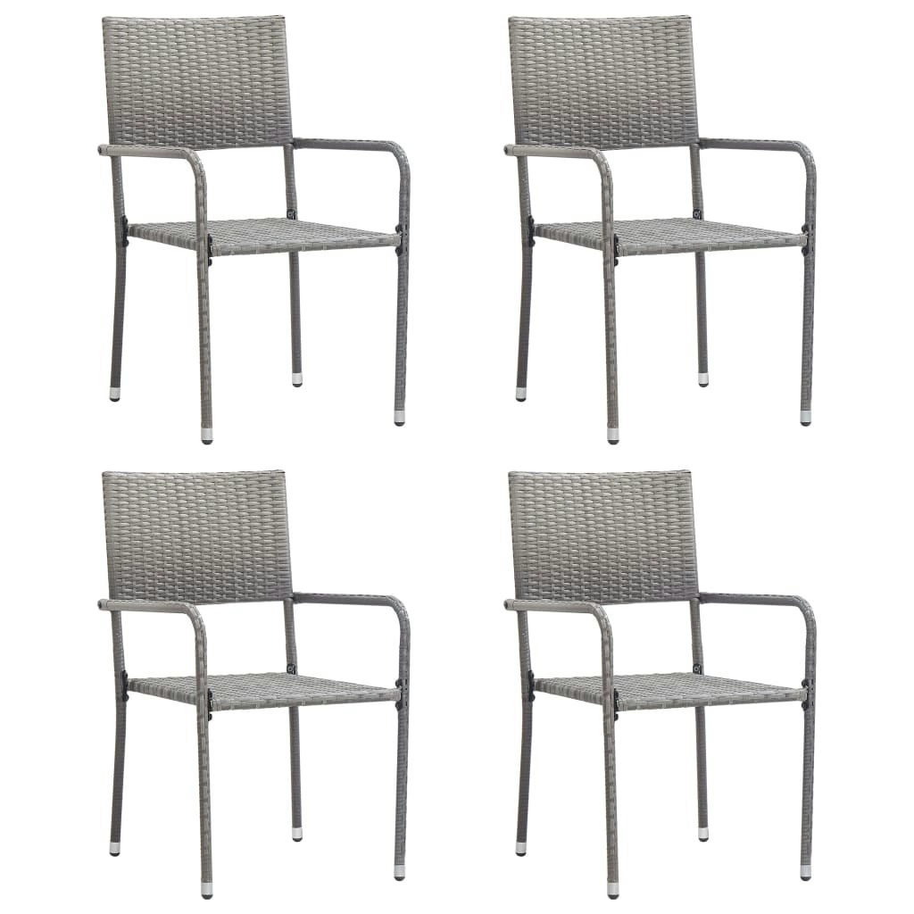 Garden Dining Chairs 4 pcs Stackable Grey Poly Rattan 318701