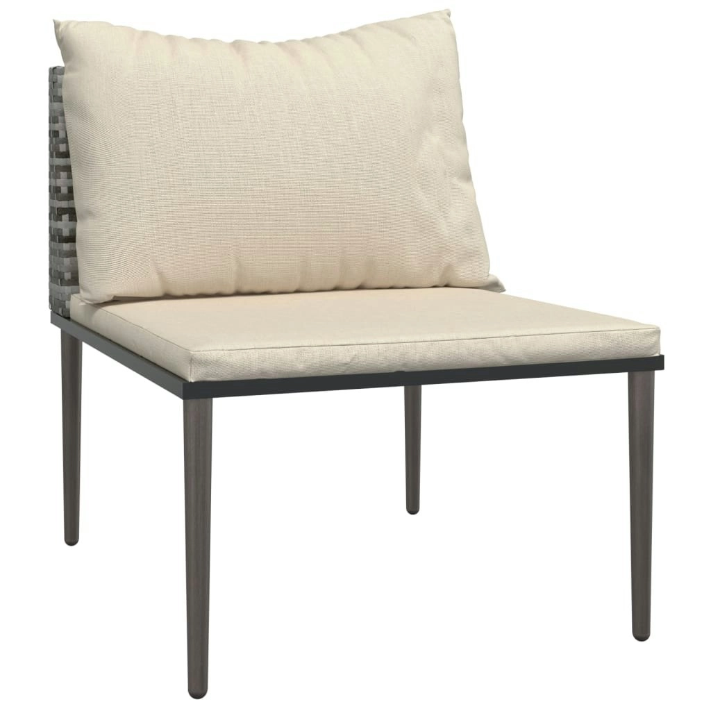 Garden Middle Sofa with Cushions Grey Poly Rattan 364124