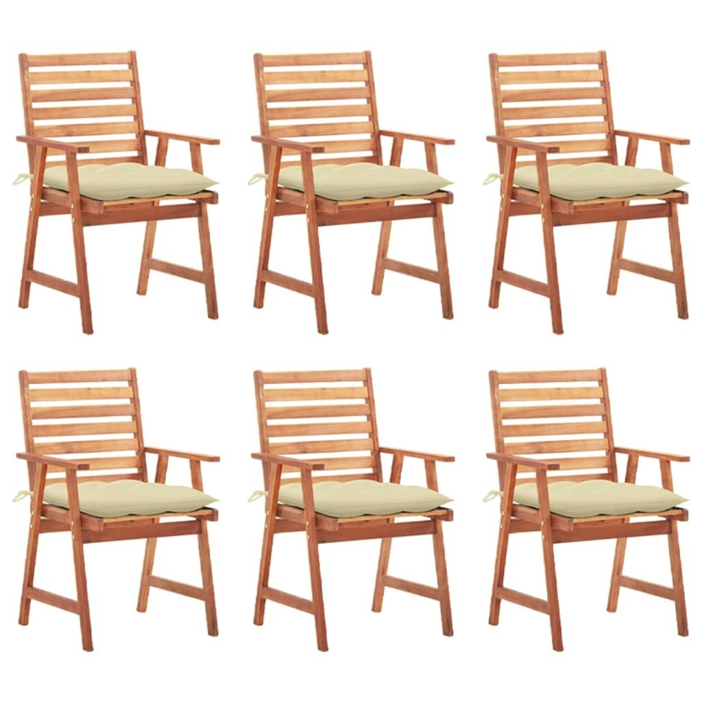 Outdoor Dining Chairs 6 pcs with Cushions Solid Acacia Wood 3078364