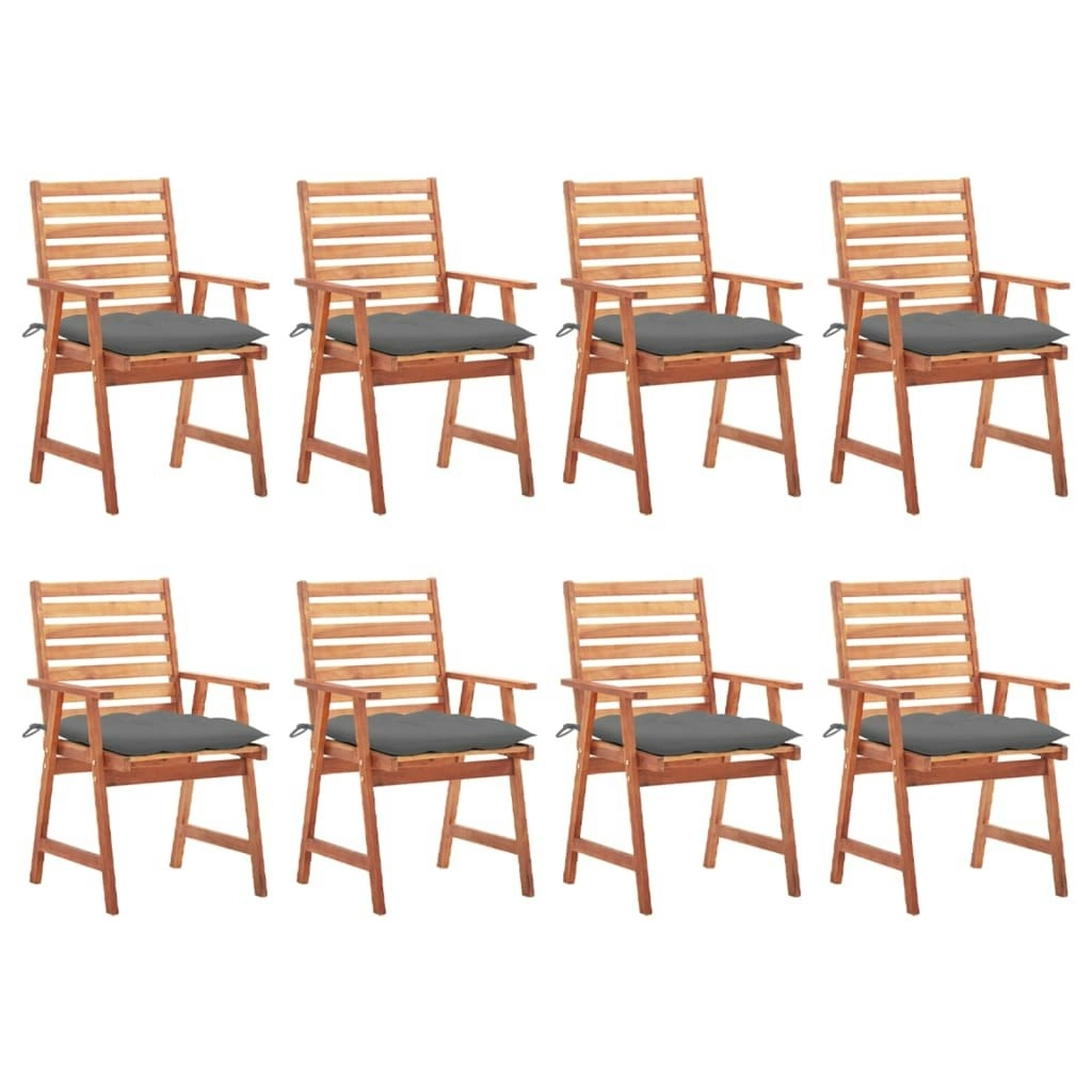 Outdoor Dining Chairs 8 pcs with Cushions Solid Acacia Wood 3078390