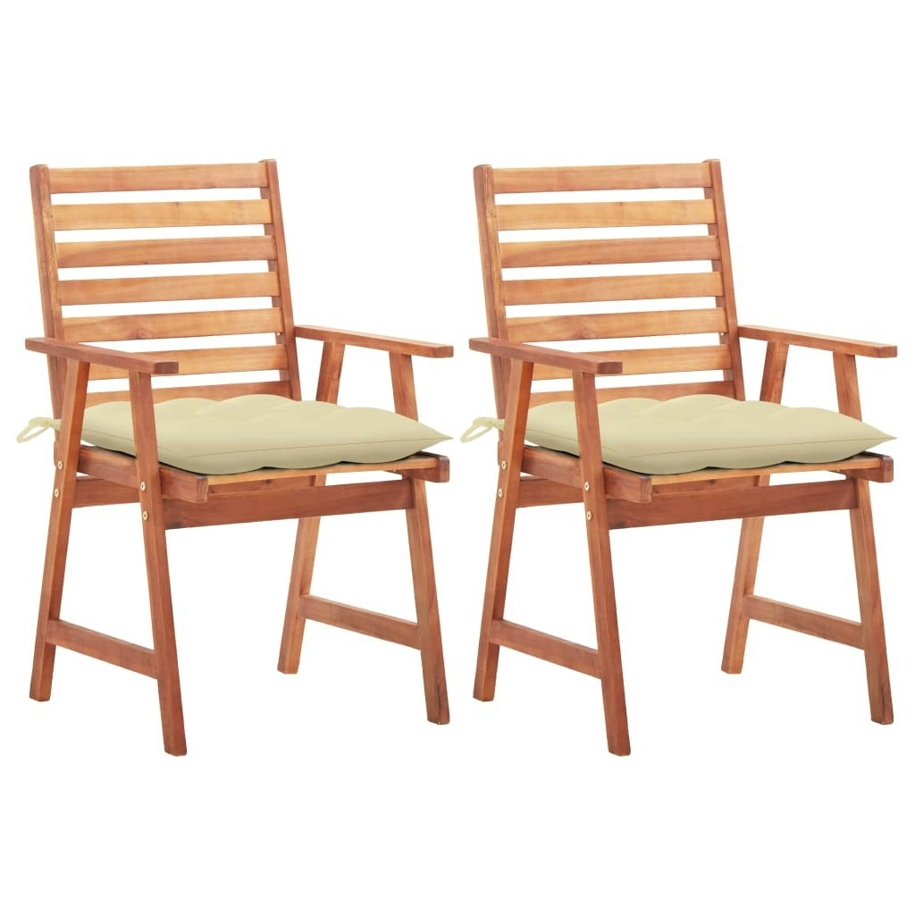 Outdoor Dining Chairs 2 pcs with Cushions Solid Acacia Wood 3064337