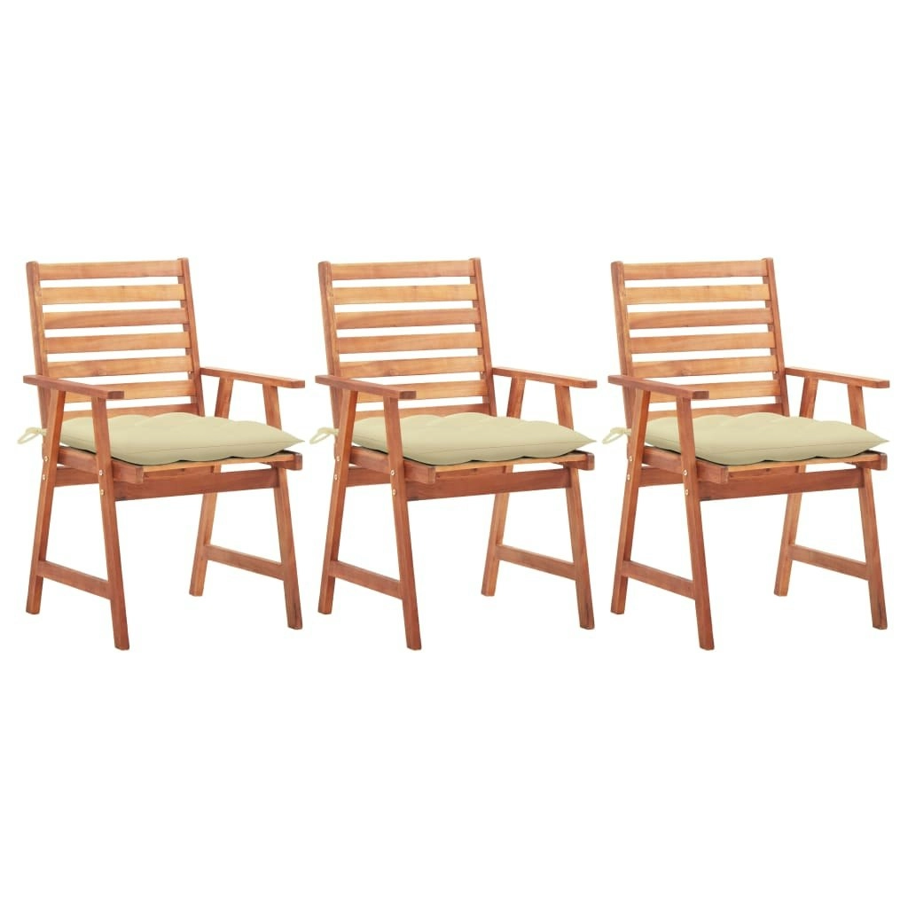 Outdoor Dining Chairs 3 pcs with Cushions Solid Acacia Wood 3064364