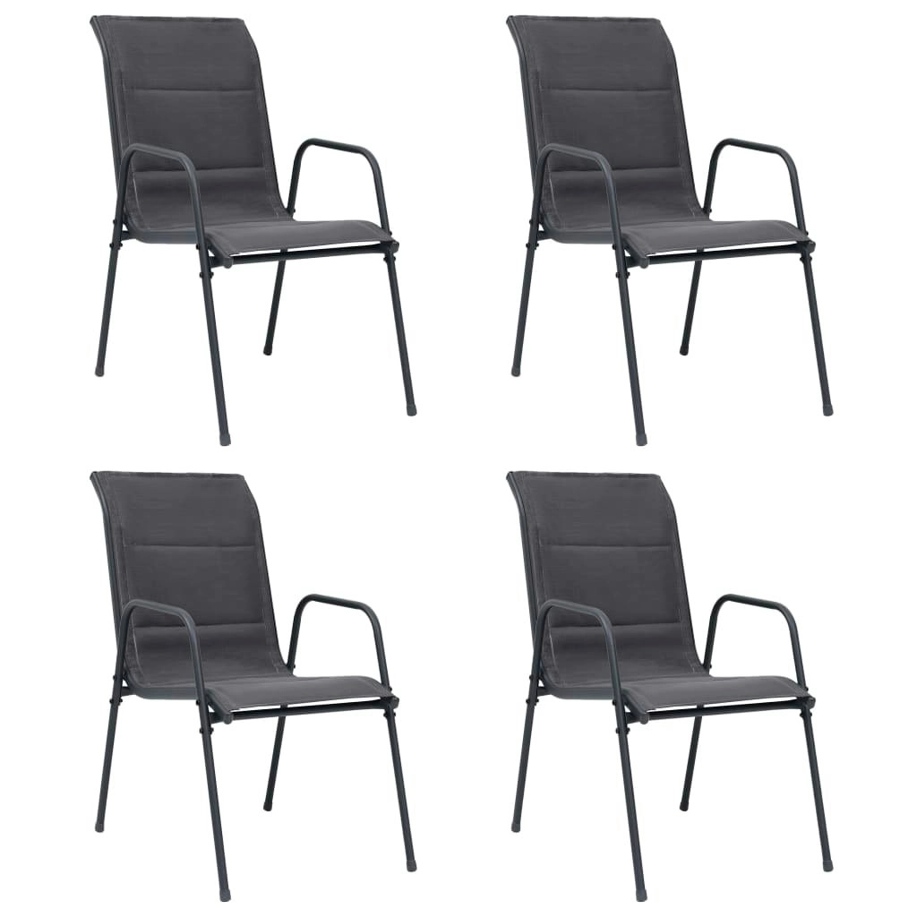 Stackable Garden Chairs 4 pcs Steel and Textilene Anthracite 313076