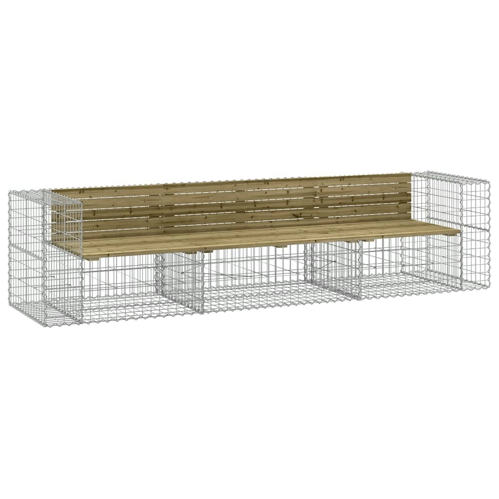 Garden Bench Gabion Design 287x71x65.5 cm Impregnated Wood Pine 3196253