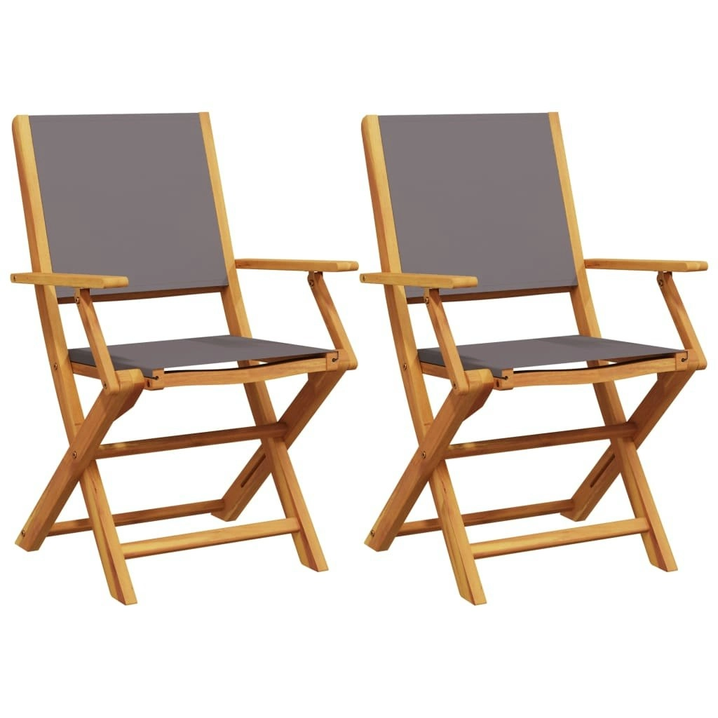 Garden Chairs 2 pcs Anthracite Solid Wood Acacia and Fabric 367670