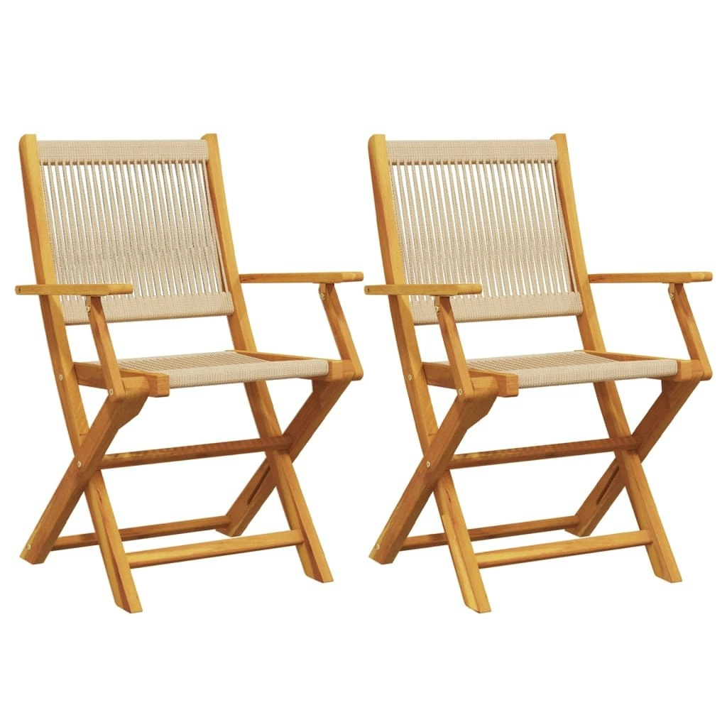 Garden Chairs 2 pcs Beige Solid Wood Acacia and Polypropylene 367668