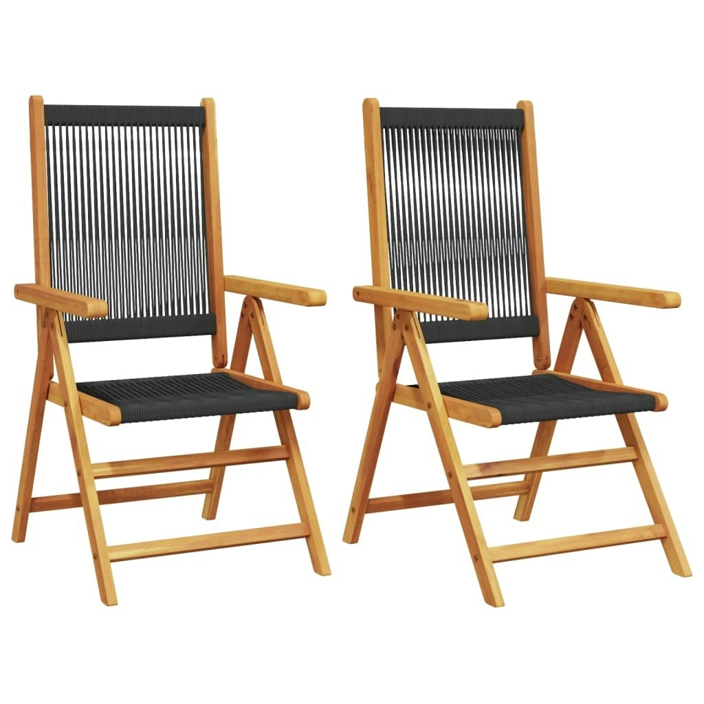 Garden Chairs 2 pcs Black Solid Wood Acacia and Polypropylene 367654