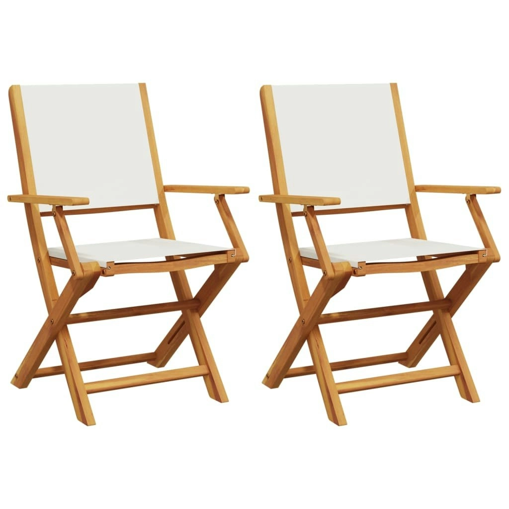 Garden Chairs 2 pcs Cream White Solid Wood Acacia and Fabric 367669