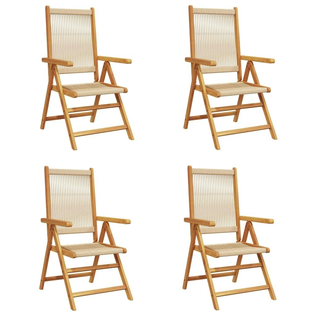 Reclining Garden Chairs 4 pcs Beige Solid Wood Acacia 3214535