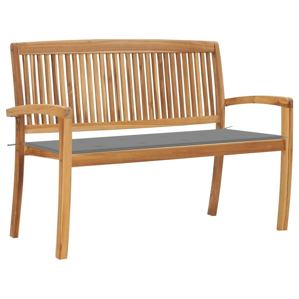 Stacking Garden Bench with Cushion 128.5 cm Solid Teak Wood 3063280