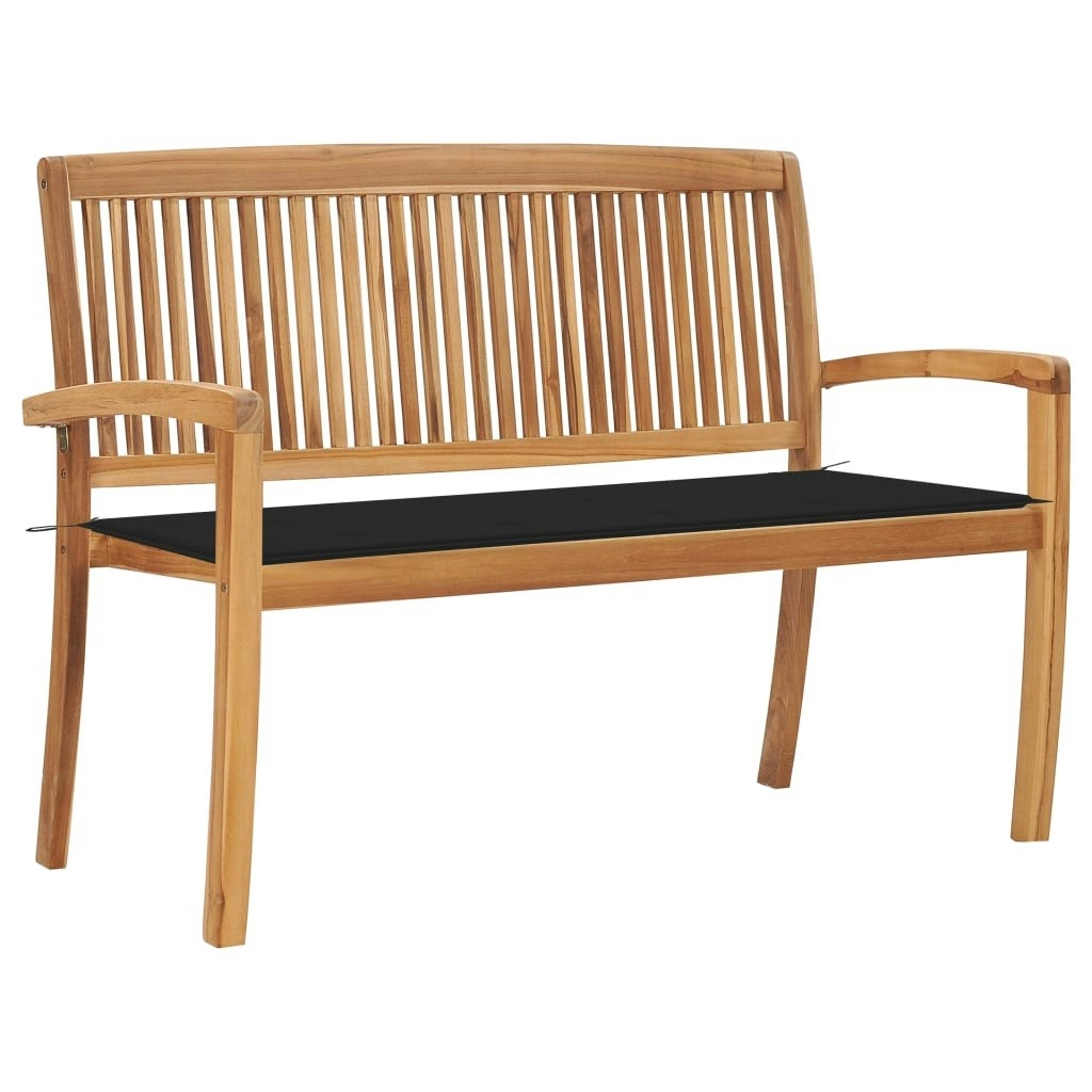 Stacking Garden Bench with Cushion 128.5 cm Solid Teak Wood 3063286