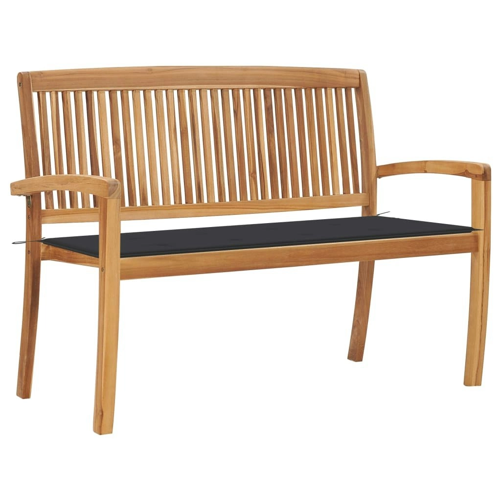 Stacking Garden Bench with Cushion 128.5 cm Solid Teak Wood 3063279