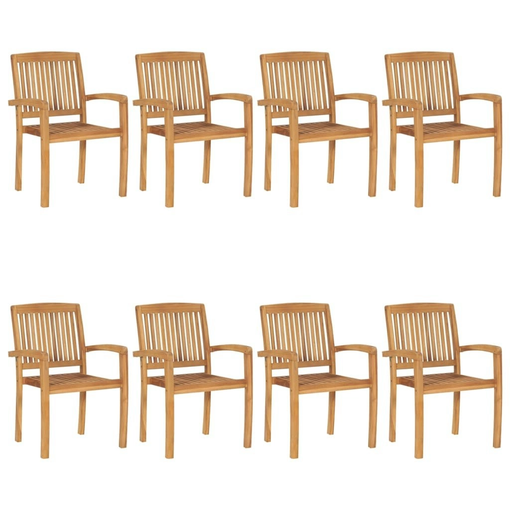 Stacking Garden Chairs 8 pcs Solid Teak Wood 3073209