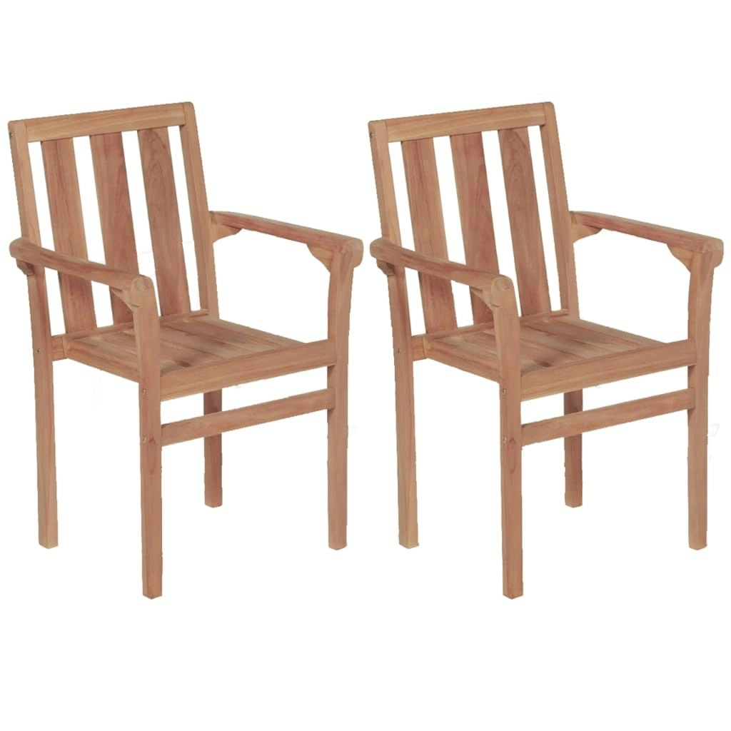 Stacking Garden Chairs 2 pcs Solid Teak Wood 44725