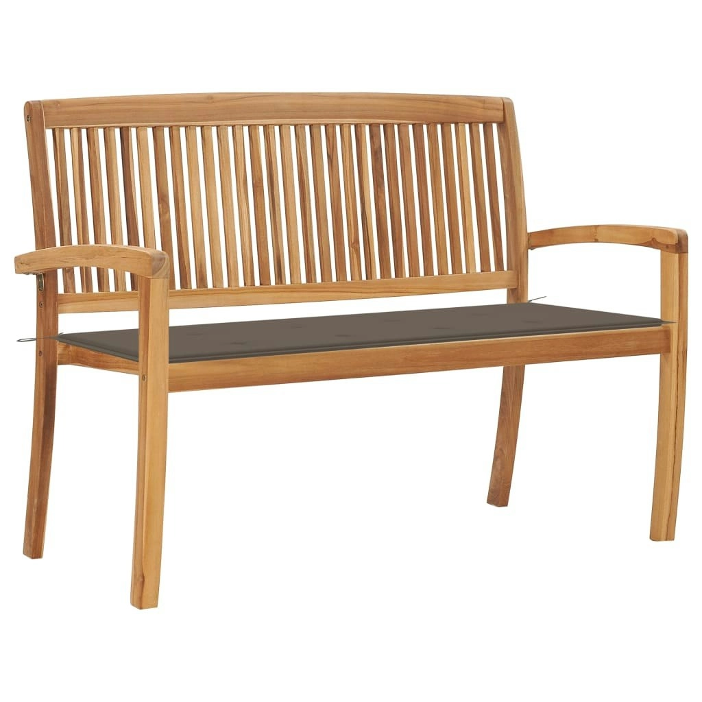 Stacking Garden Bench with Cushion 128.5 cm Solid Teak Wood 3063287