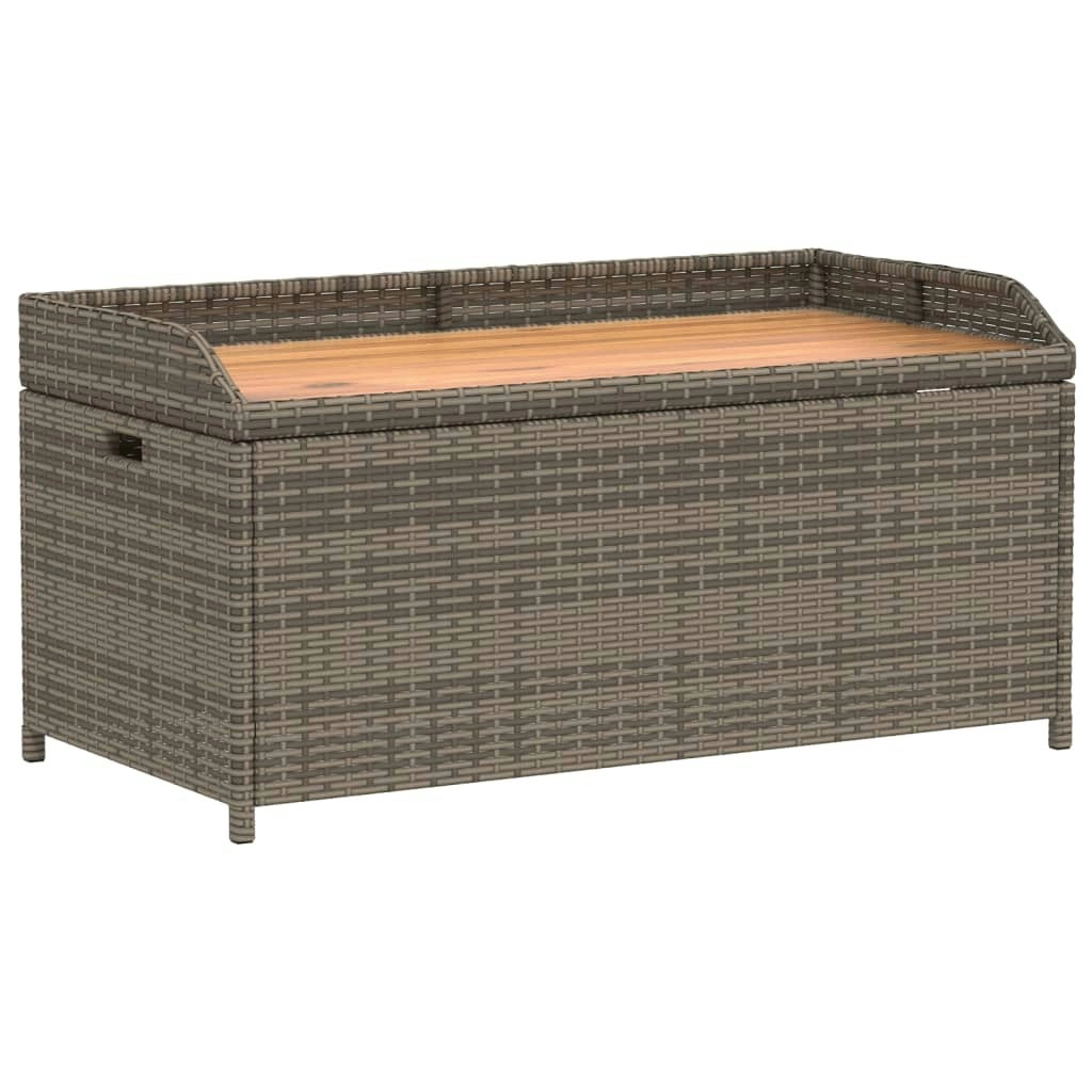 Storage Bench Grey 100x50x52 cm Poly Rattan and Acacia Wood 365950