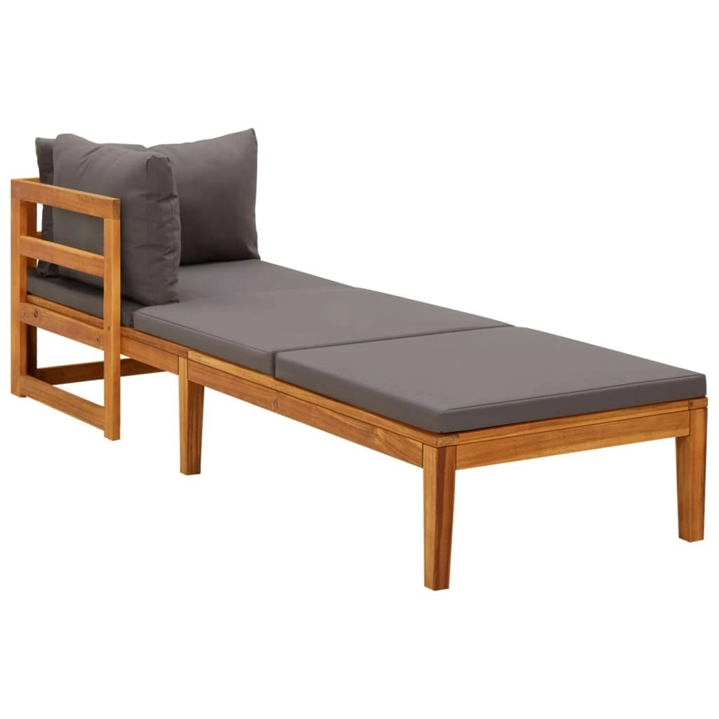 Sun Lounger with 1 Armrest Dark Grey Solid Acacia Wood 316318