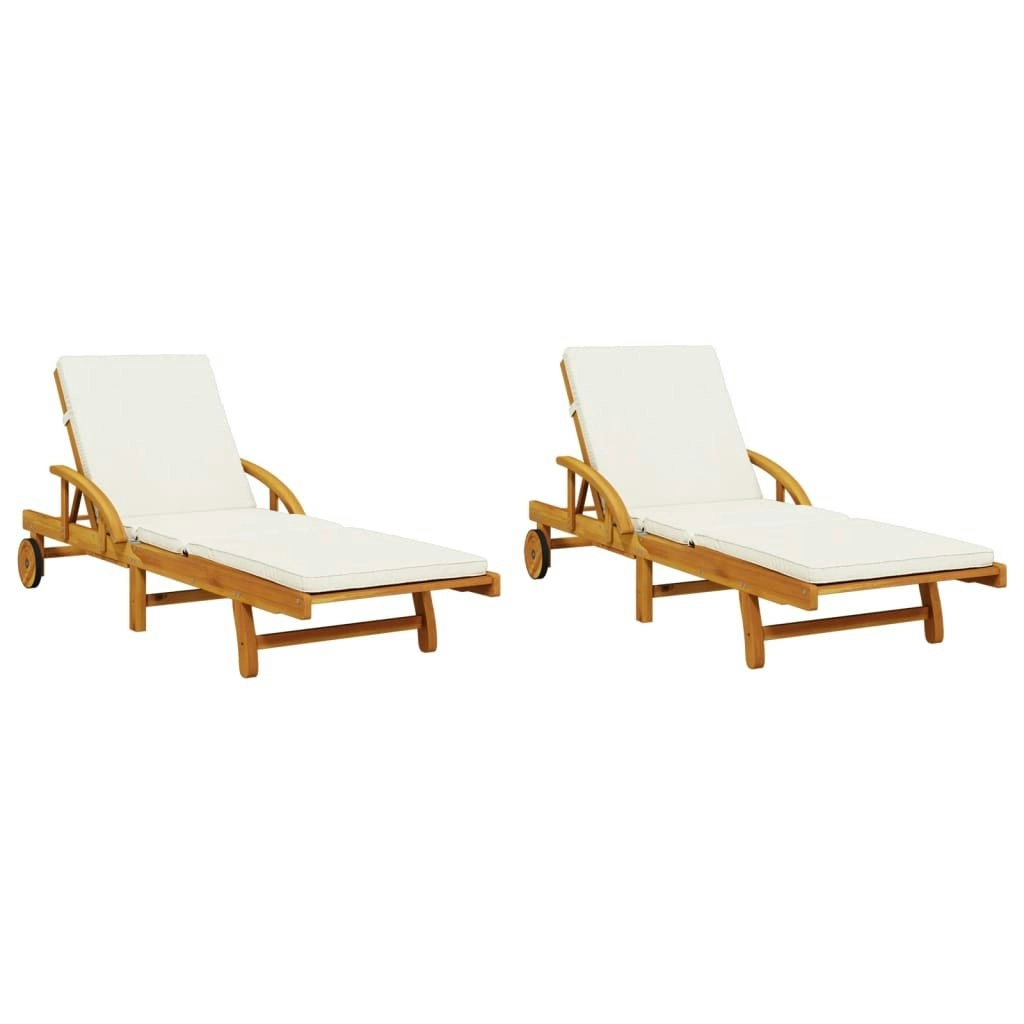 Sun Loungers 2 pcs with Cushions 200x68x83 cm Solid Wood Acacia 3206372