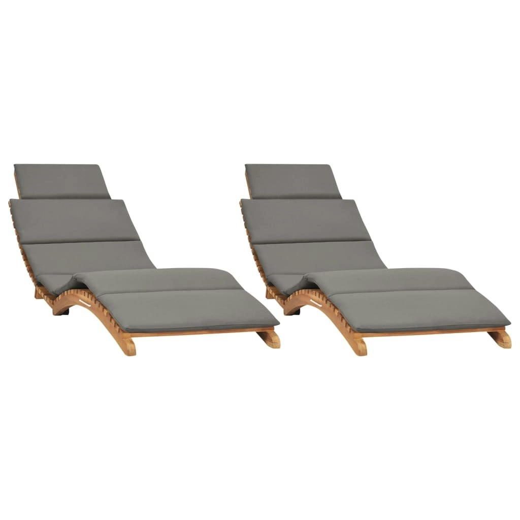 Sun Loungers 2 pcs with Cushions Solid Wood Teak 3143634