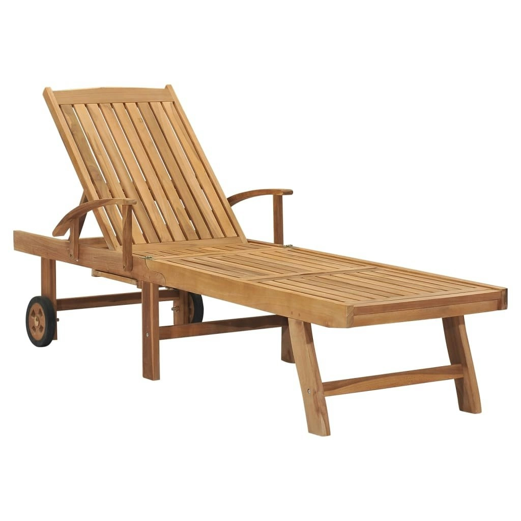 Sun Lounger Solid Teak Wood 48015