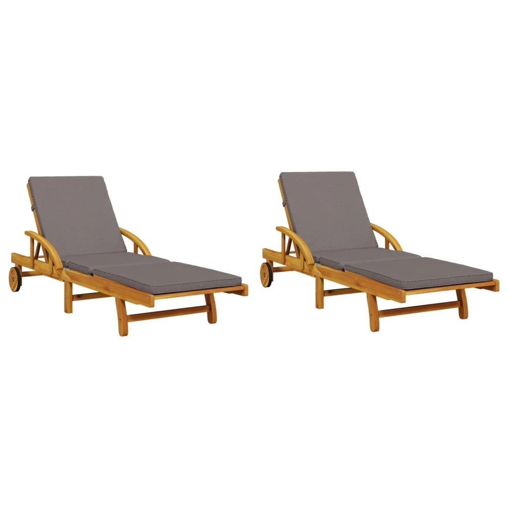 Sun Loungers 2 pcs with Cushions 200x68x83 cm Solid Wood Acacia 3206373