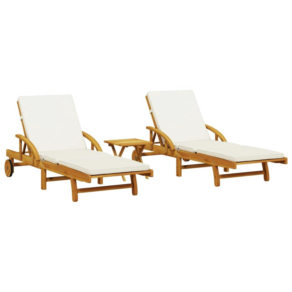 Sun Loungers 2 pcs with Table Solid Wood Acacia 3206367