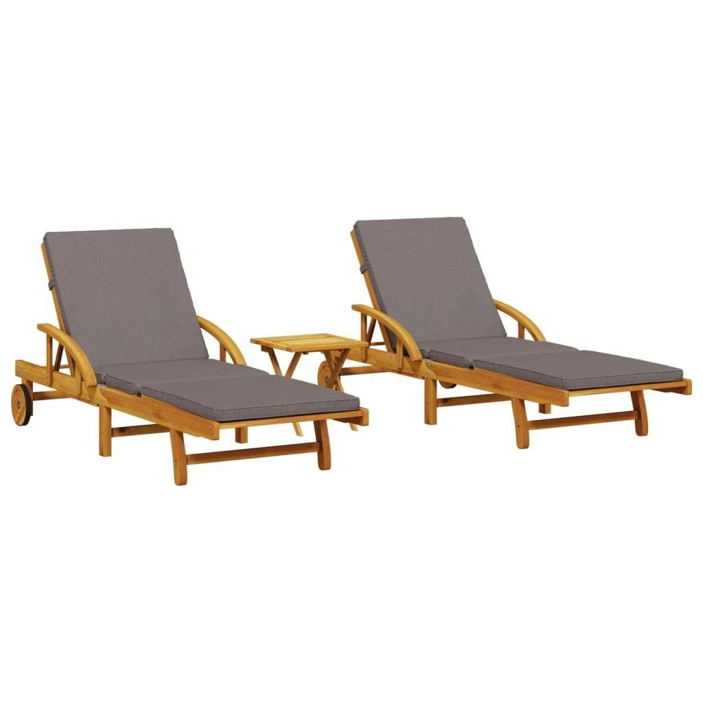 Sun Loungers 2 pcs with Table Solid Wood Acacia 3206368