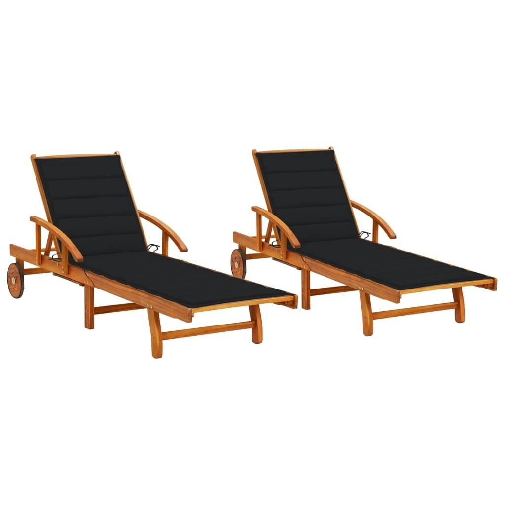 Sun Loungers 2 pcs with Cushions Solid Wood Acacia 3077337