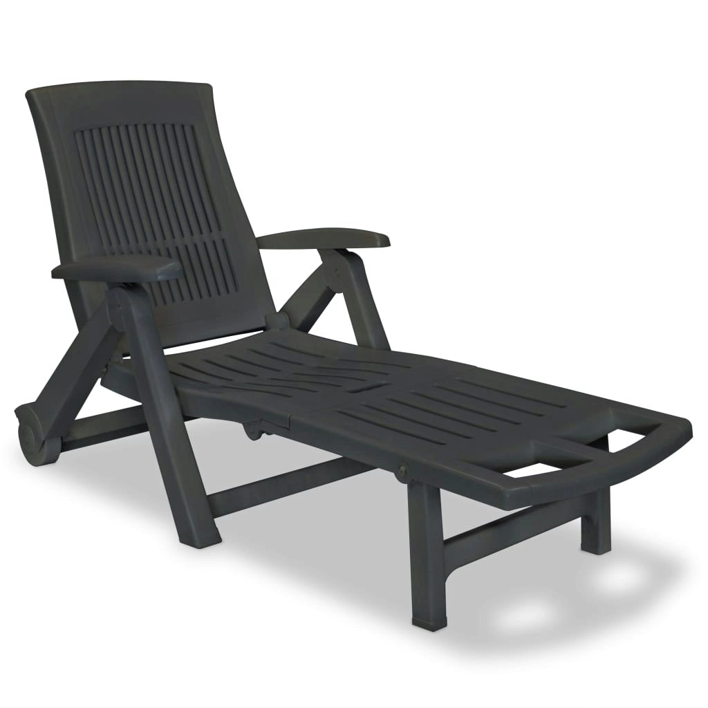 Sun Lounger with Footrest Plastic Anthracite 43588