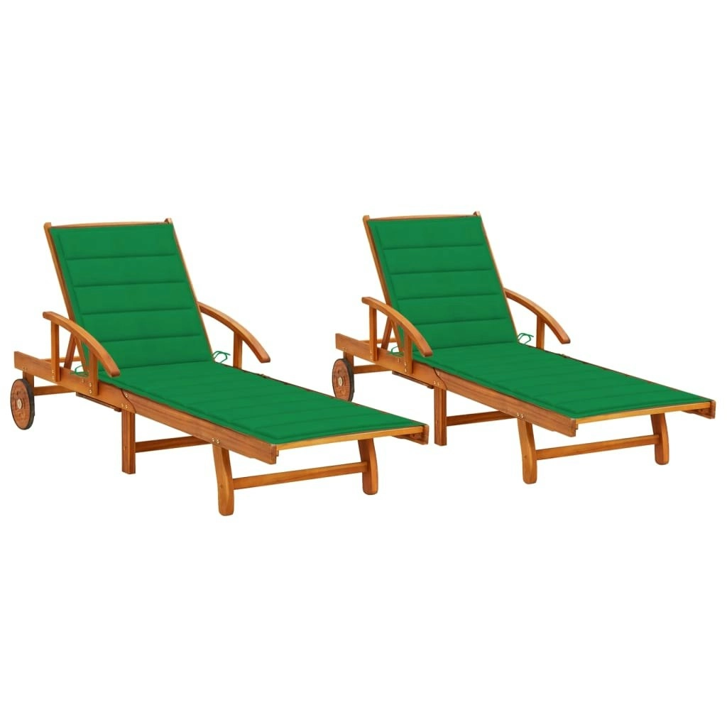 Sun Loungers 2 pcs with Cushions Solid Wood Acacia 3077335