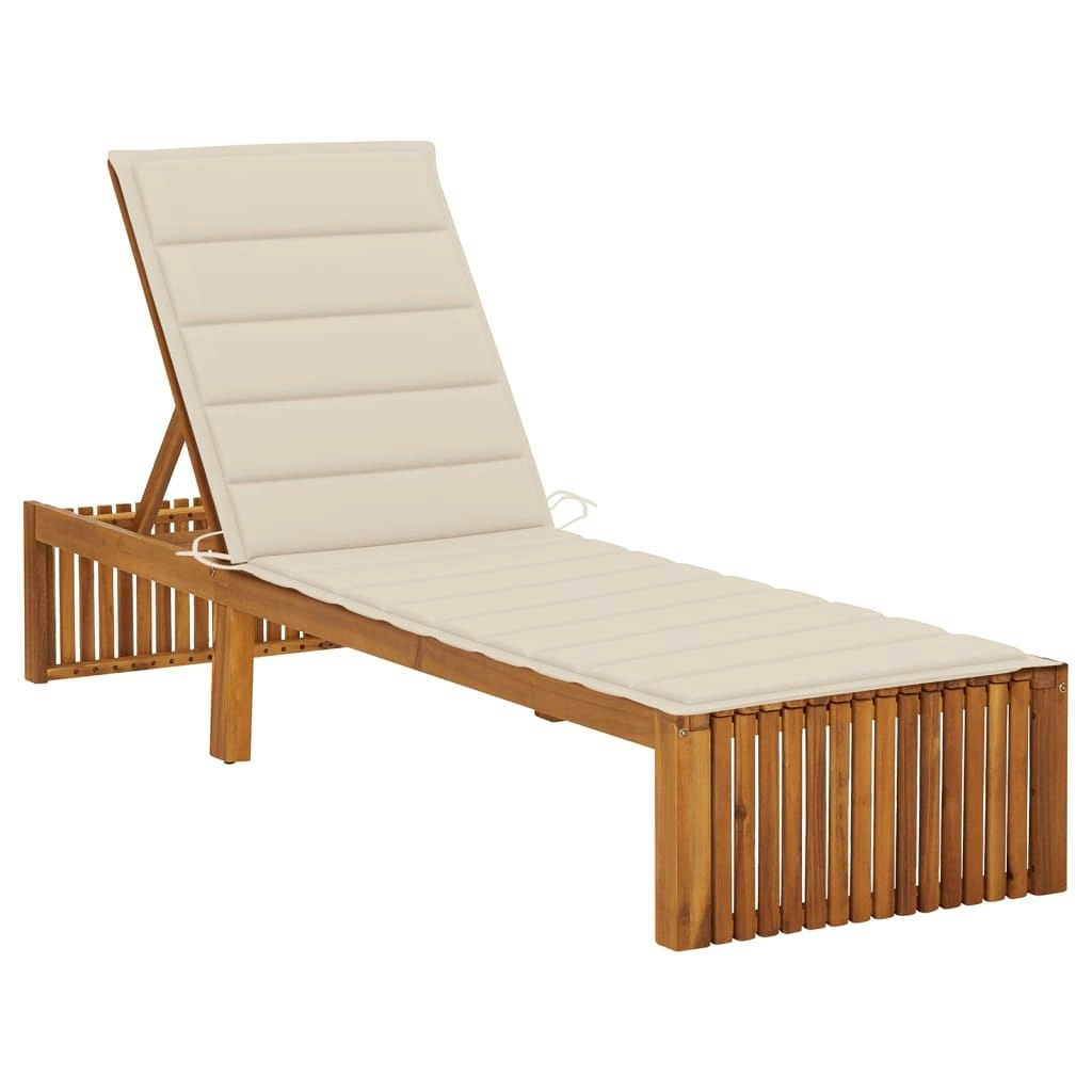 Sun Lounger with Cushion Solid Acacia Wood 3064152