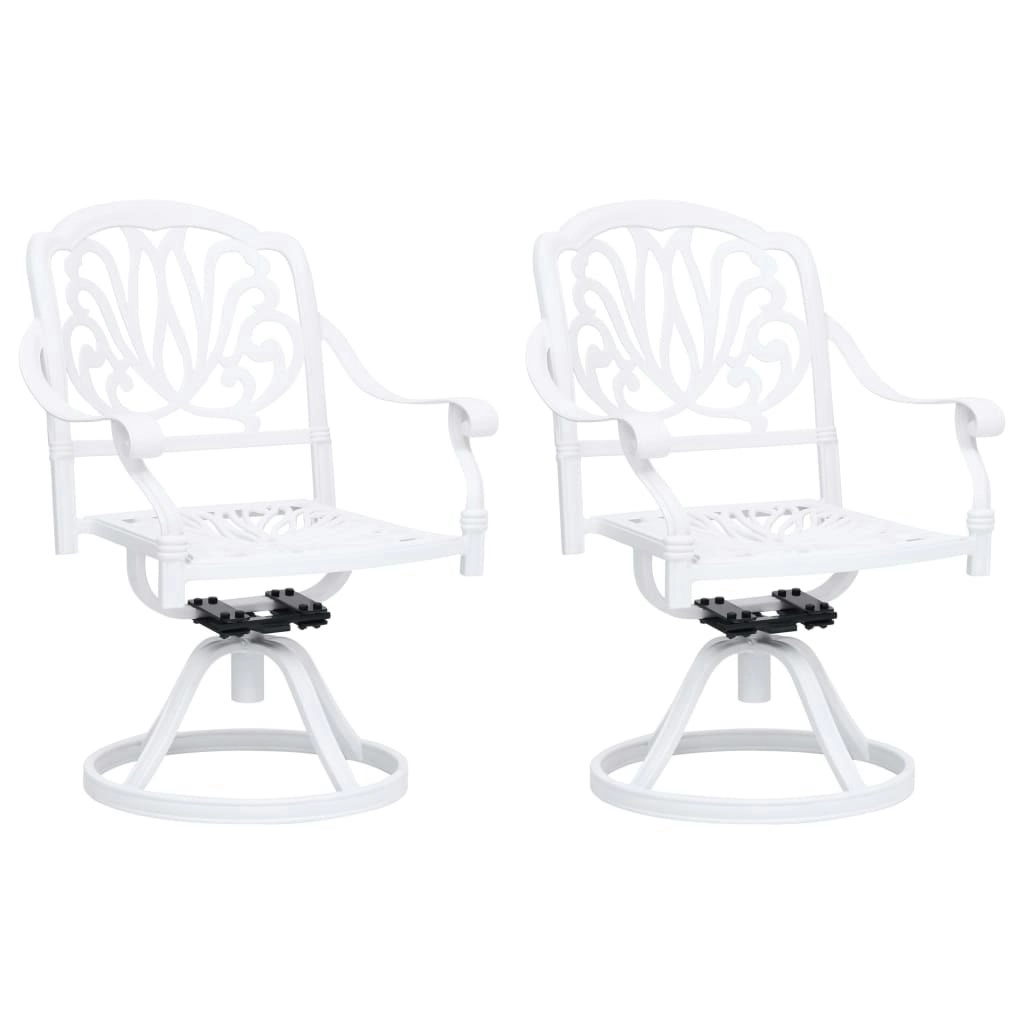 Swivel Garden Chairs 2 pcs Cast Aluminium White 315578