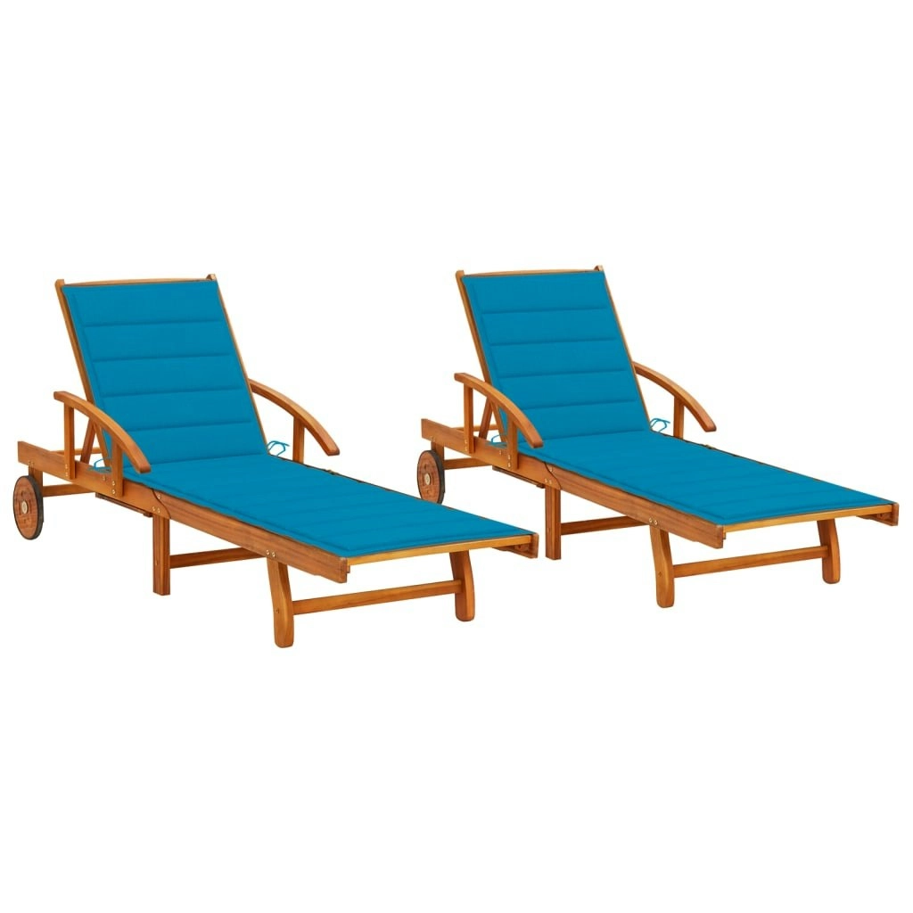 Sun Loungers 2 pcs with Cushions Solid Wood Acacia 3077334