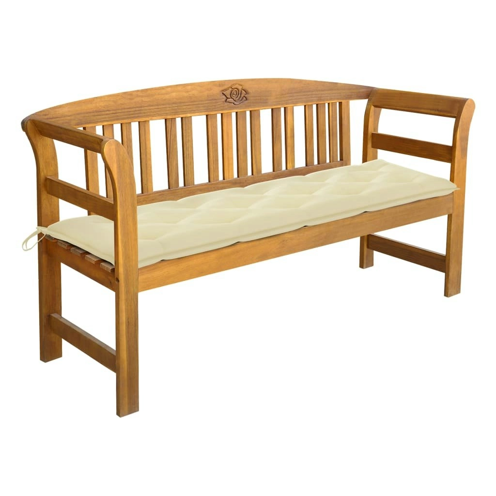 Garden Bench with Cushion 157 cm Solid Acacia Wood 3064283