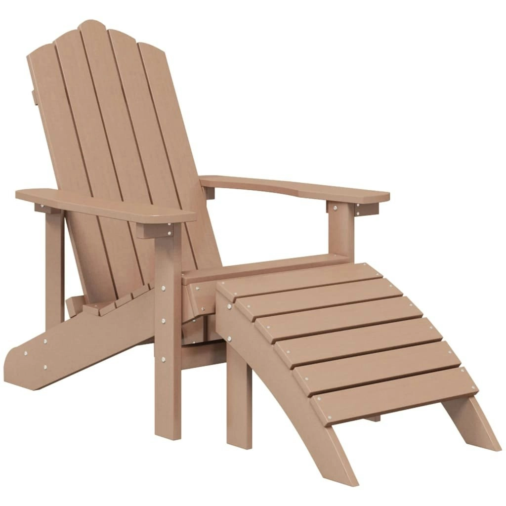 Garden Adirondack Chair with Footstool HDPE Brown 318647