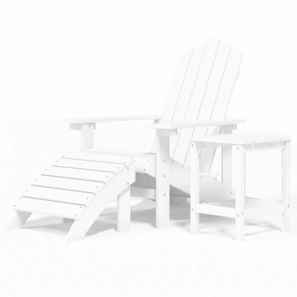 Garden Adirondack Chair with Footstool & Table HDPE White 3095708