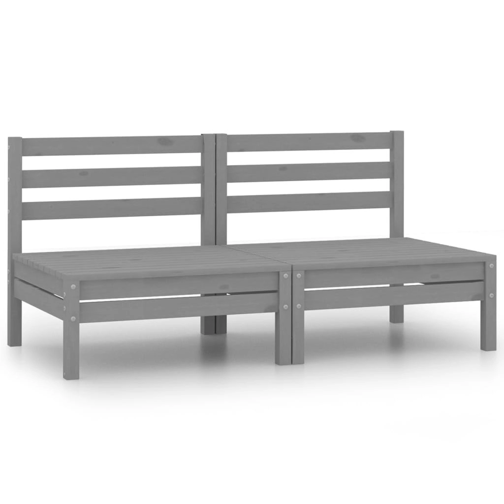 Garden 2-Seater Sofa Grey Solid Wood Pine 3082374