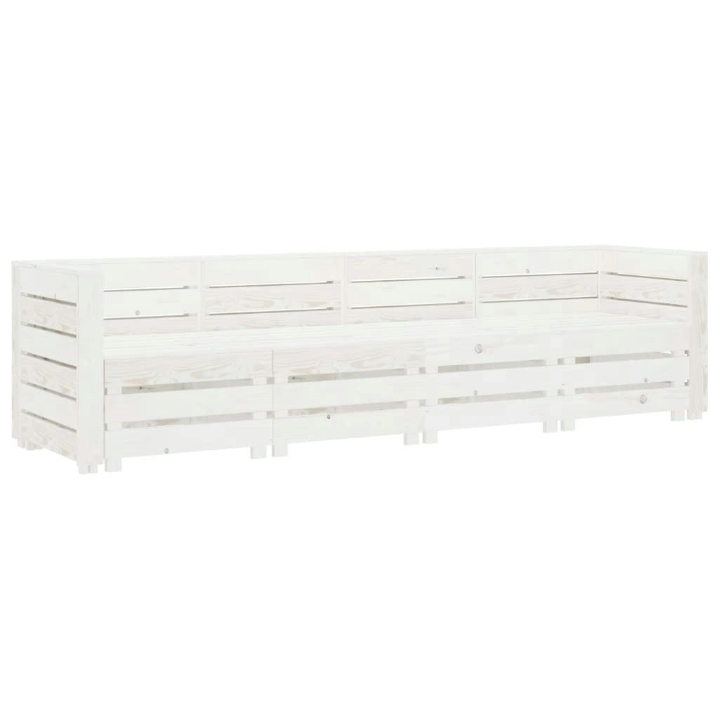 Garden 4-Seater Pallet Sofa Wood White 3072325