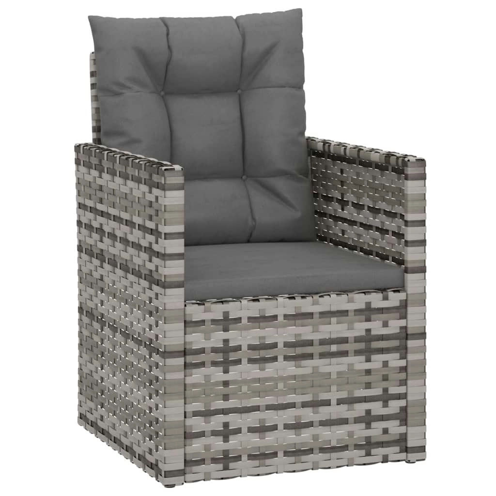 Garden Armchair with Cushions Grey Poly Rattan 362323