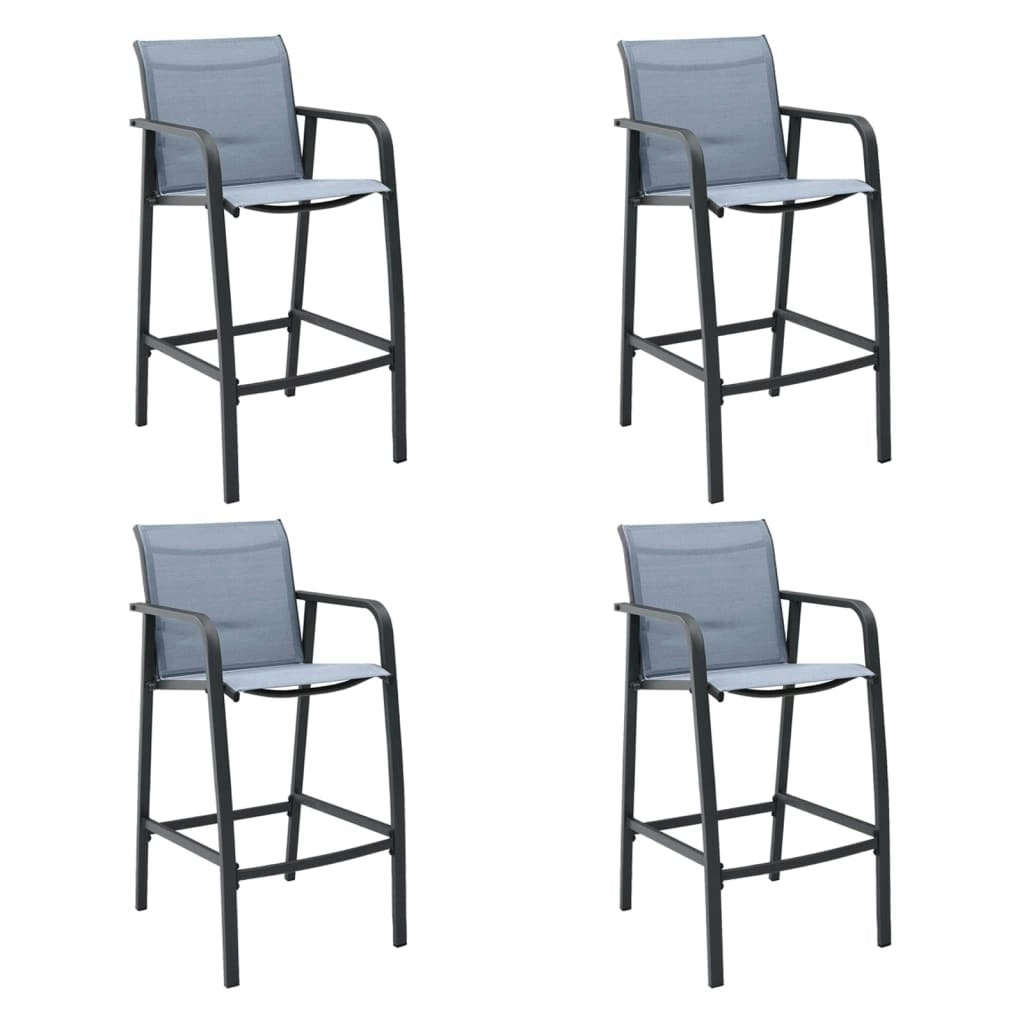 Garden Bar Chairs 4 pcs Grey Textilene 48119