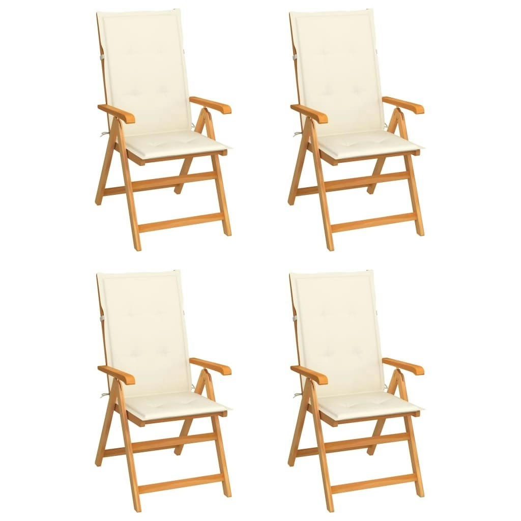 Garden Chairs 4 pcs with Cream Cushions Solid Teak Wood 3065532