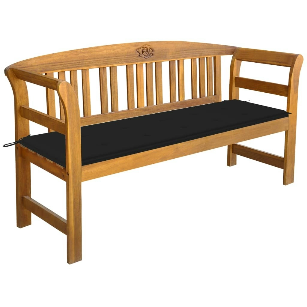 Garden Bench with Cushion 157 cm Solid Acacia Wood 3064273