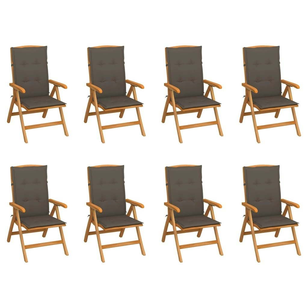 Reclining Garden Chairs with Cushions 8 pcs Solid Teak Wood 3072698